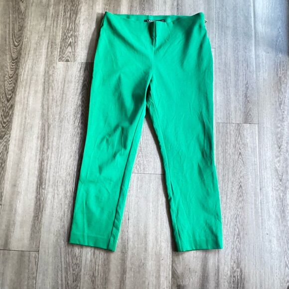 Vintage Lauren Ralph Lauren Women Pants Size 10 Green Cotton Elastin Elastic - Picture 11 of 11